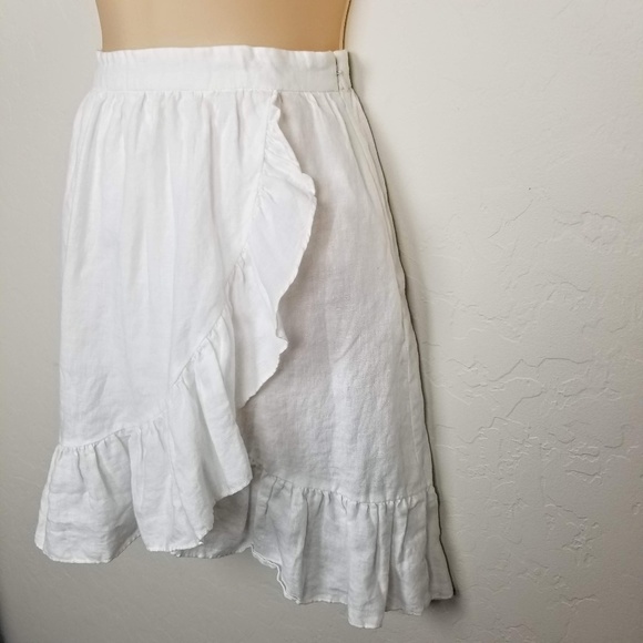 J. Crew 100% Linen Faux Wrap Ruffle Skirt - Picture 2 of 6